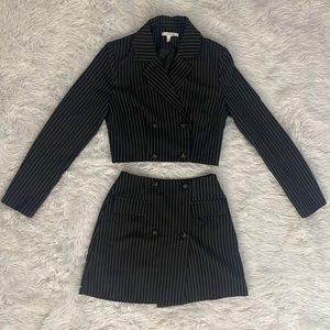 Leche Pinstripe Jacket with Matching skirt